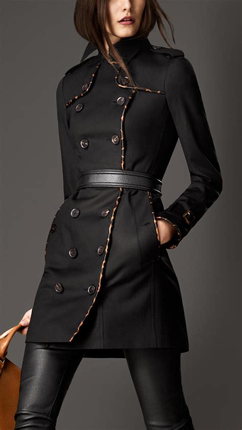 burberry leather-trimmed cotton-twill trench coat|Burberry leather trench coat women's.